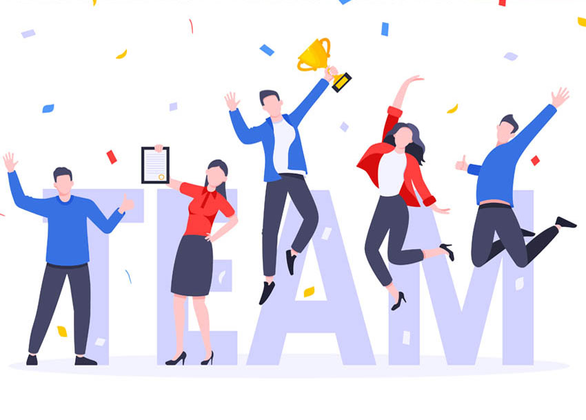 art of celebrating employees in front of the word team